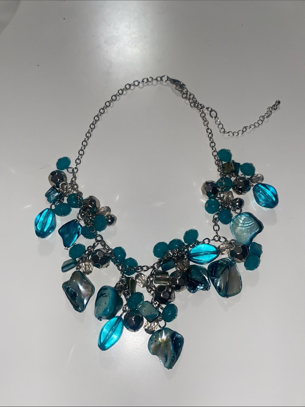 Teal Cluster Statement Necklace - Women's Fashion Jewelry